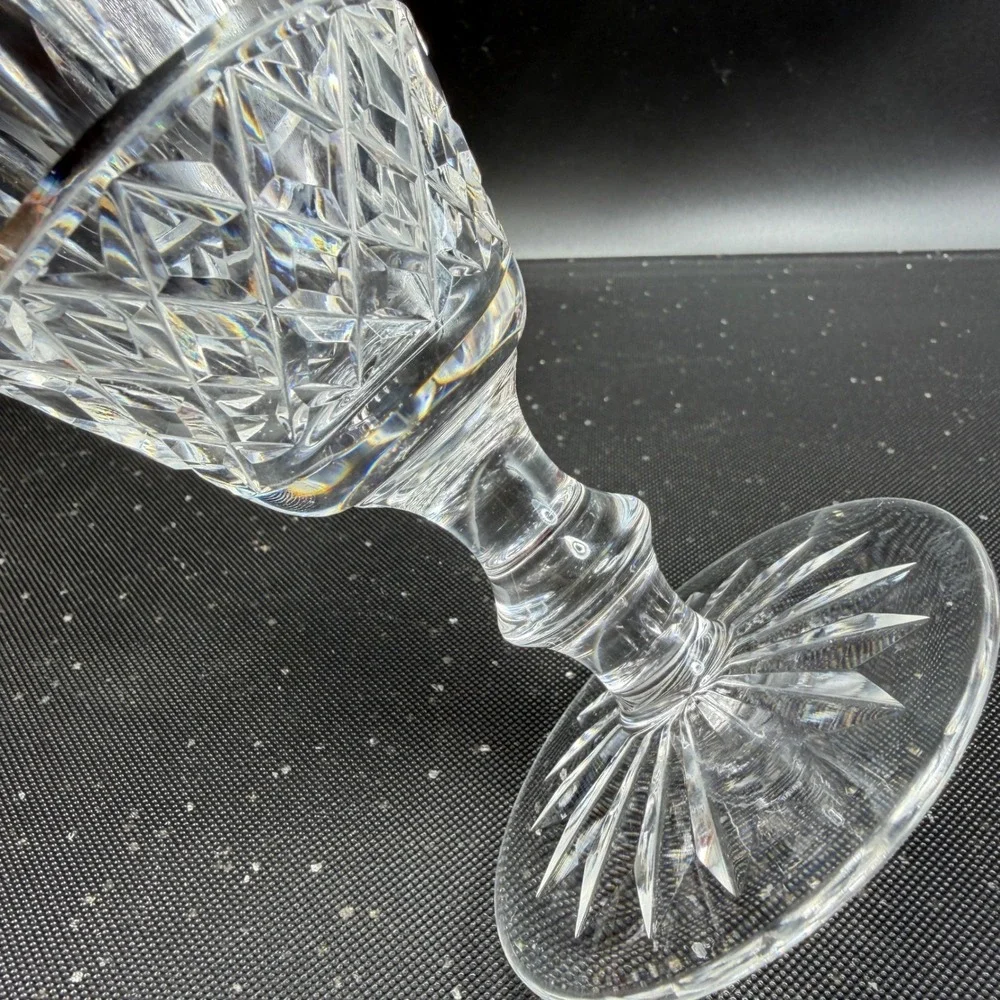 Waterford Crystal Tramore Tall Cups Glasses Set of 2 Cut Glass Goblets Signed‎